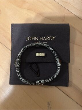 John Hardy Men's Silver Braided Chain Bracelet with Oxidized Accents